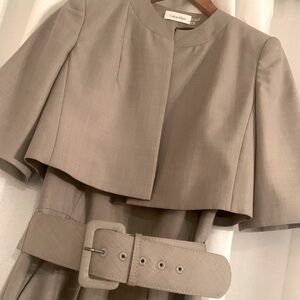 Calvin Klein suit dress set with jacket and belt. Size 2.